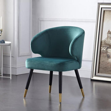 Upholstered Dining Chairs Mid-Century Green Velvet Dining Chairs with Arm (Set of 2)